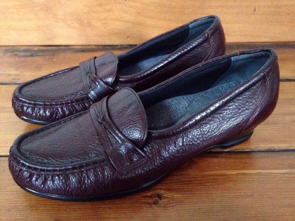 SAS Tripad Comfort Burgundy Leather Loafer Moc Toe Womens Shoes USA Made 9M 39.5